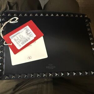 Valentino Black Wristlet with Black Studs